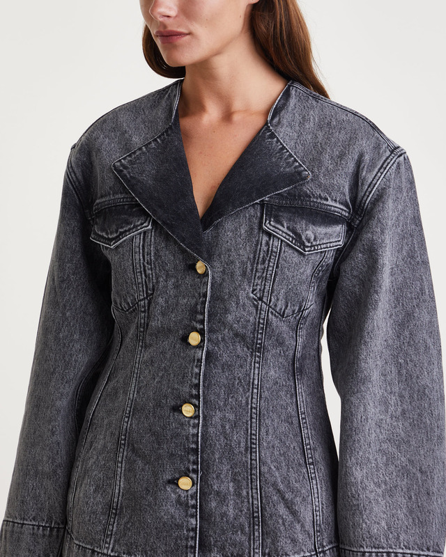 Ganni Kavaj Snow Washed Denim Fitted Washed black 38