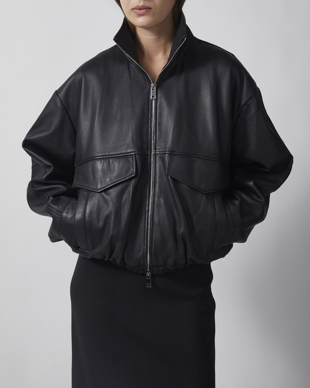 Wakakuu Icons Jacket Leather Funnel Neck Black L