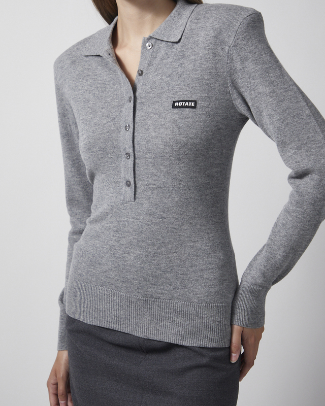 ROTATE  Polo Wool Longleeve Grey L
