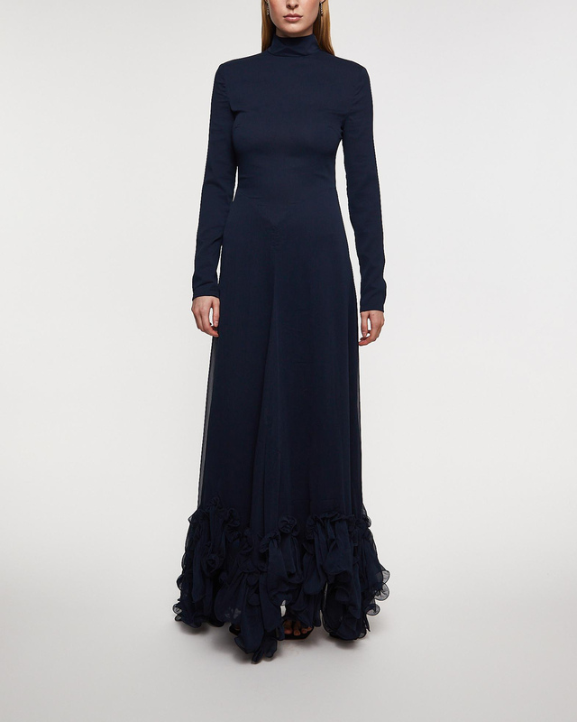 ROTATE Birger Christensen Klänning Chiffon Maxi Ruffle  Blå 34
