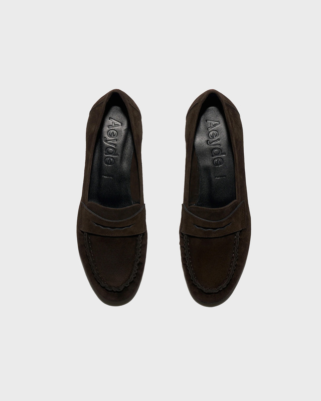 Aeyde Loafers Aldous Kid Suede Leather Dark Brown EUR 39