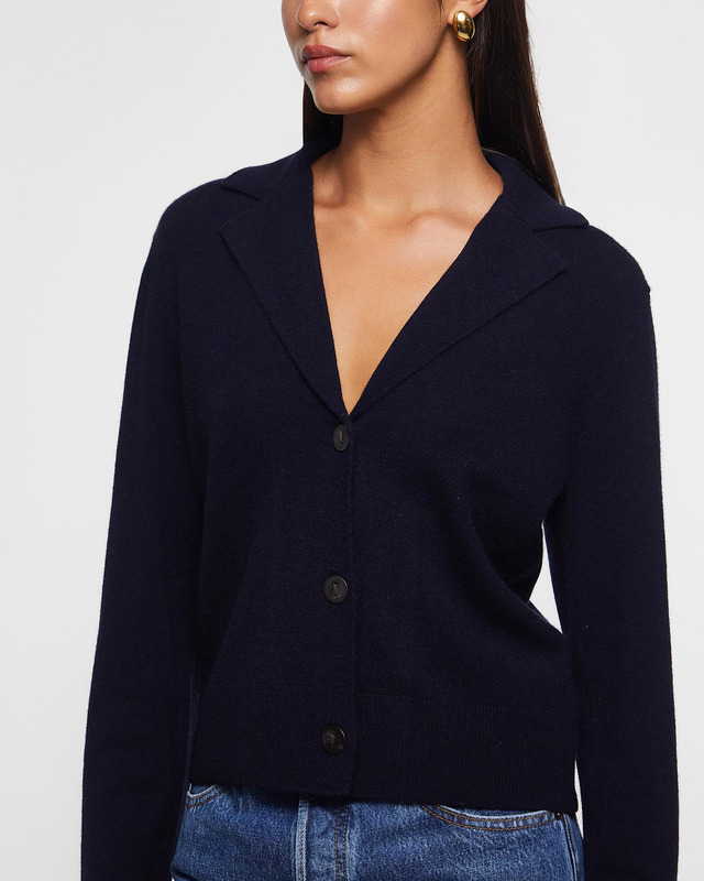 Vince Cardigan Lapel Button Blue S