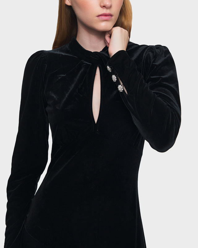 Ganni Dress Velvet Jersey Long Black 40