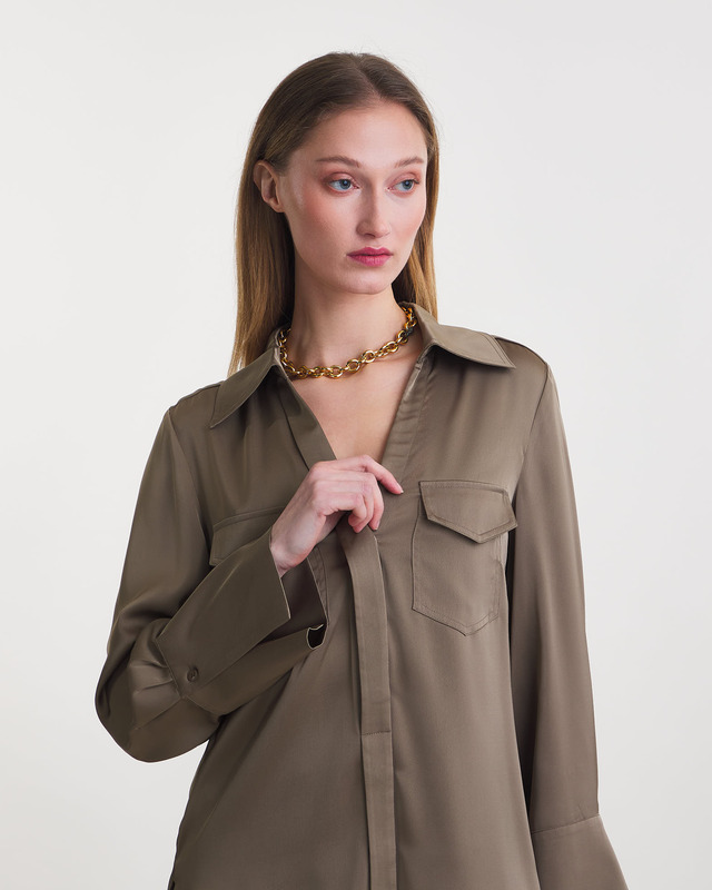 Wakakuu Icons Blus Maria Satin Taupe L