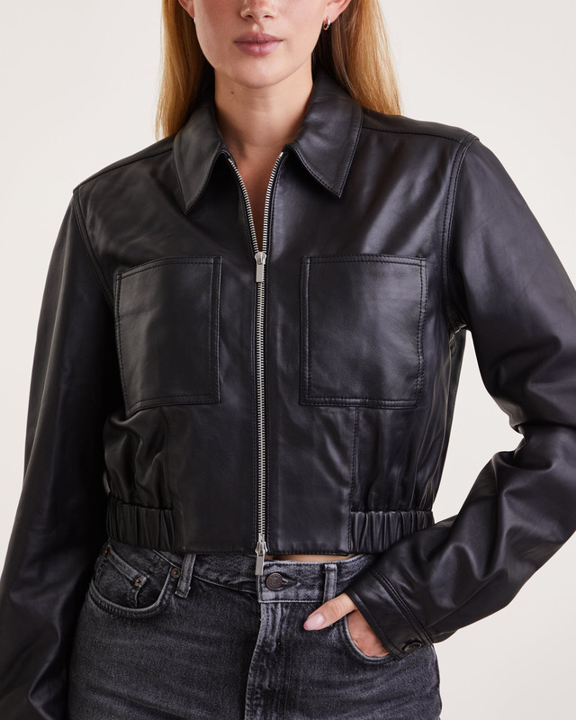 Proenza Schouler Jacka Cropped Leather  Svart US 6 (EUR 38)