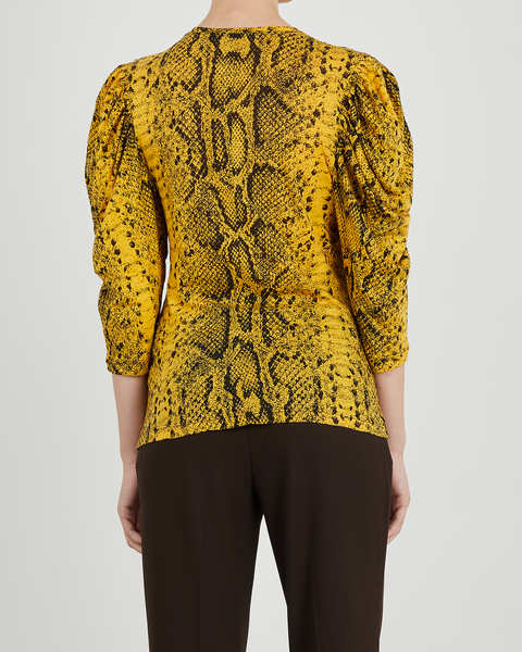 Top Snakeprint Puff Sleeve T-Shirt Yellow 2