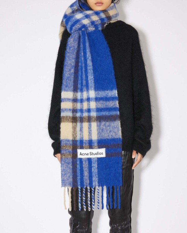 Acne Studios Halsduk Mohair Tartan Blå ONESIZE