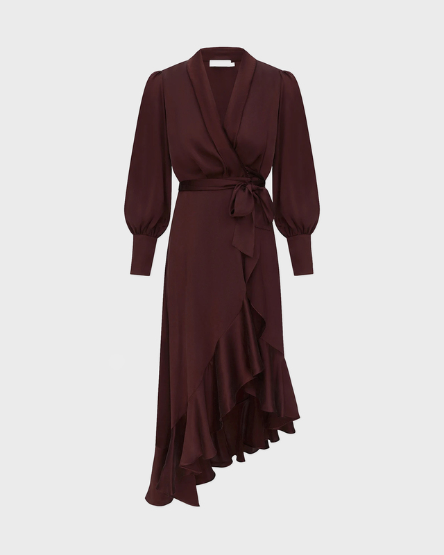Zimmermann Dress Silk Wrap Midi  Mahogny  1 (S-M)