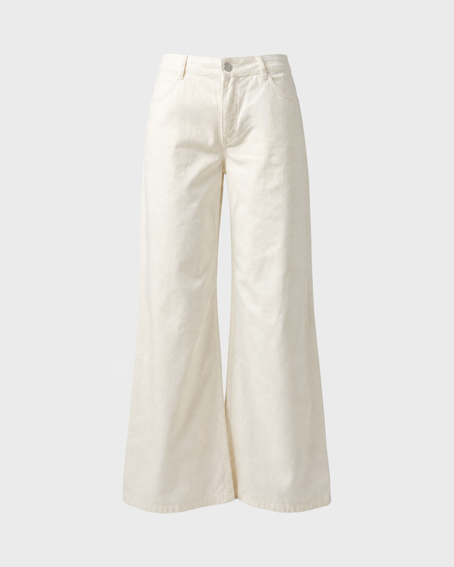 Wakakuu Icons Jeans Flared Cotton Offwhite L