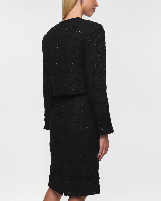 ROTATE Birger Christensen Jacka Boucle Crop Svart 40