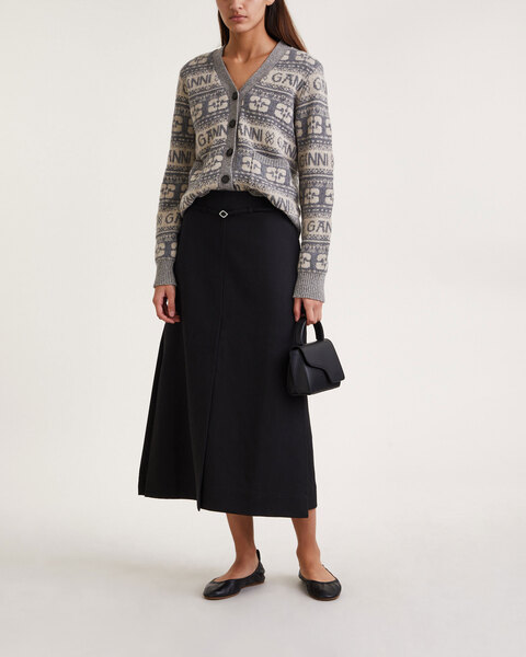 Skirt Cotton Suiting Maxi Slit Svart 2
