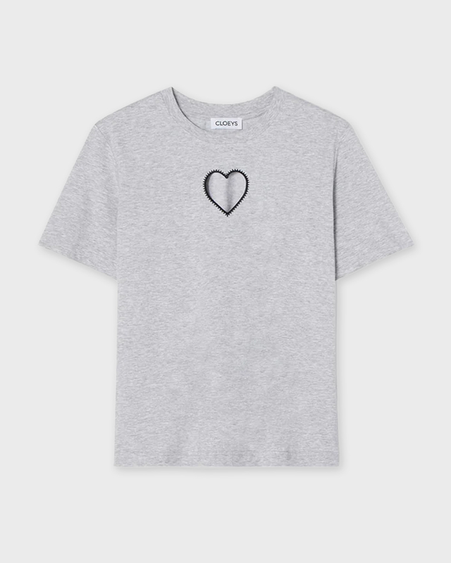 CLOEYS T-shirt heart grey Ljusgrå XS