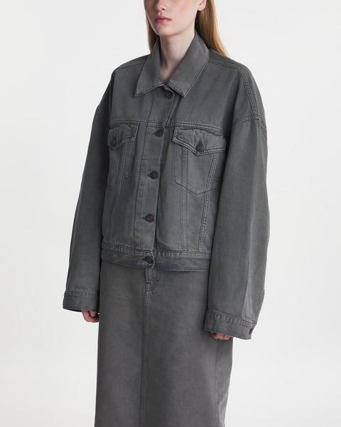 Jacka Denim Cropped Relaxed Antracite grå 1