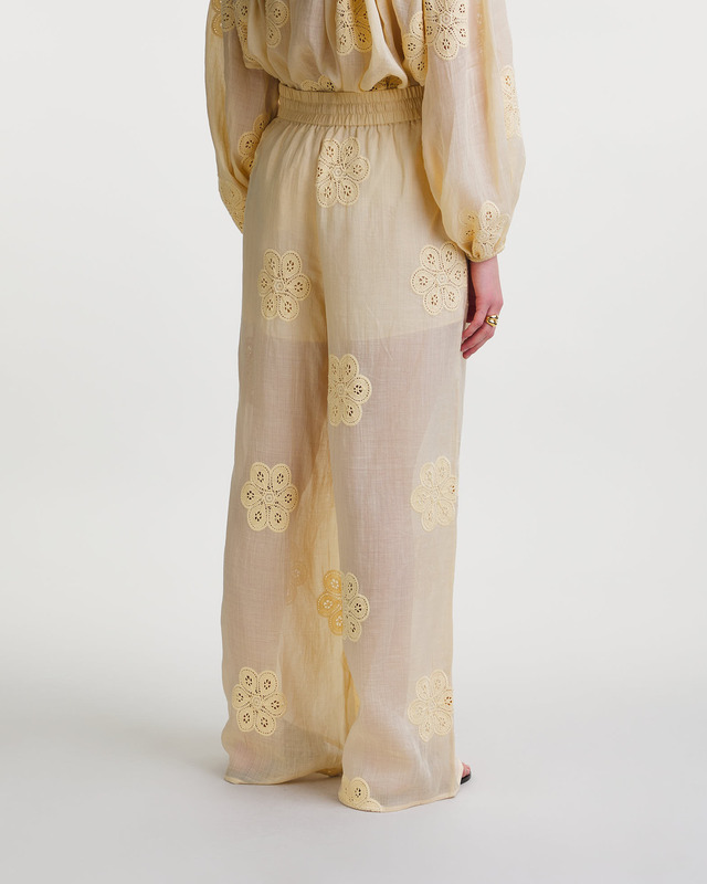 Zimmermann Trousers Acadian Embroidered Light Yellow 1 (S-M)