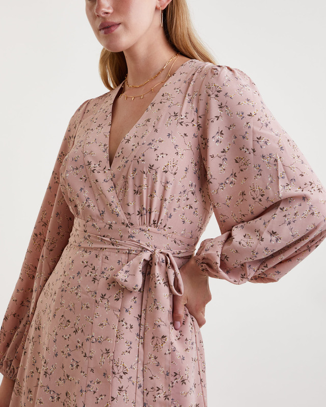 Wakakuu Icons Dress Wrapped Printed Pink L