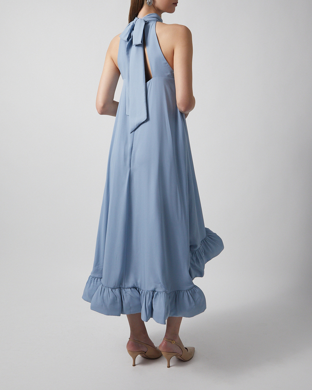 Malina Dress Sabrina Halterneck Ruffled Midi Sky S