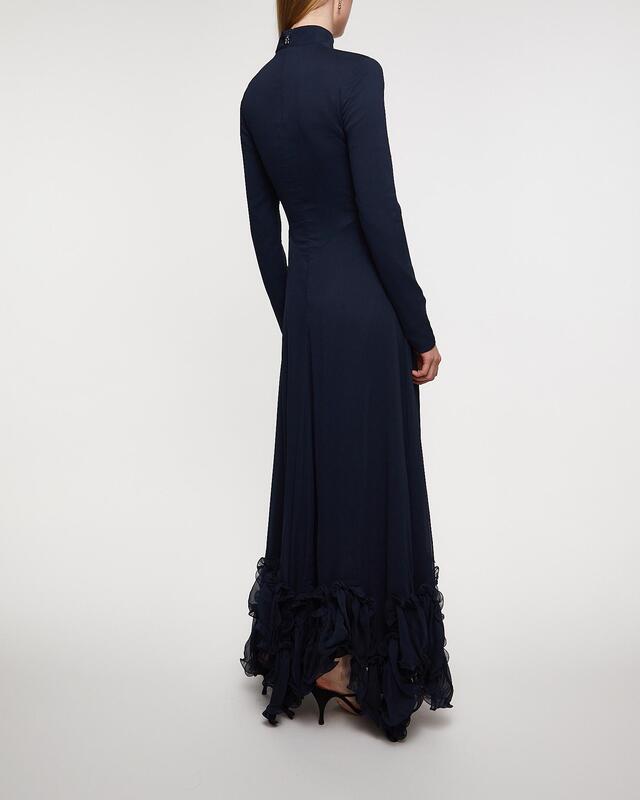 ROTATE Birger Christensen Klänning Chiffon Maxi Ruffle  Blå 34