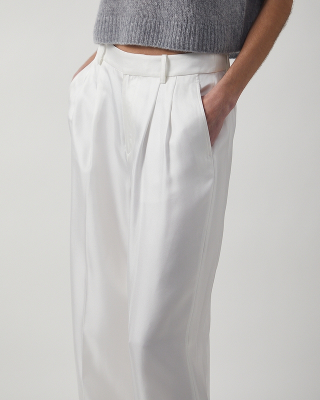 LISA YANG Trousers Wide Leg Tailored Silk Creme 2 (M-L)