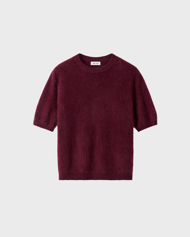 Soft Goat Tröja Brushed Short Sleeve Bordeaux L