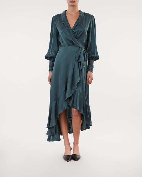 Klänning Silk Wrap Midi Grön/grå 1