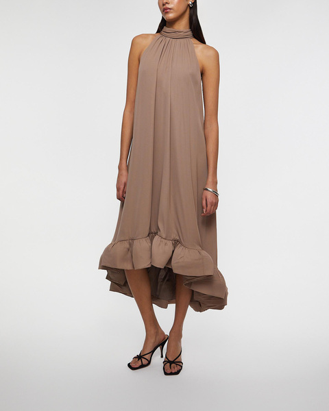 Klänning Sabrina Ruffle Midi Taupe 2