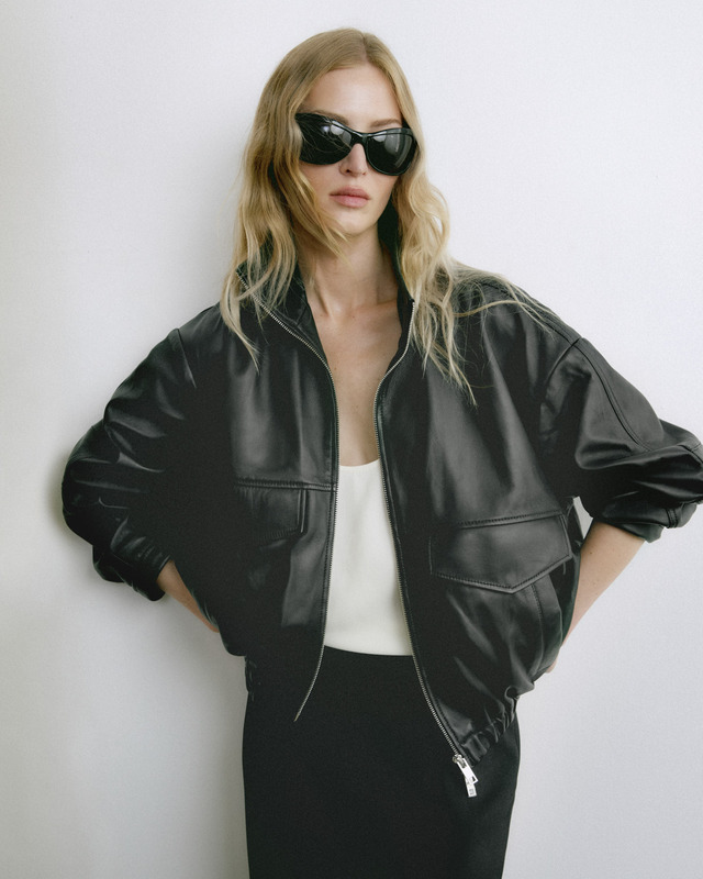 Wakakuu Icons Jacket Leather Funnel Neck Black L