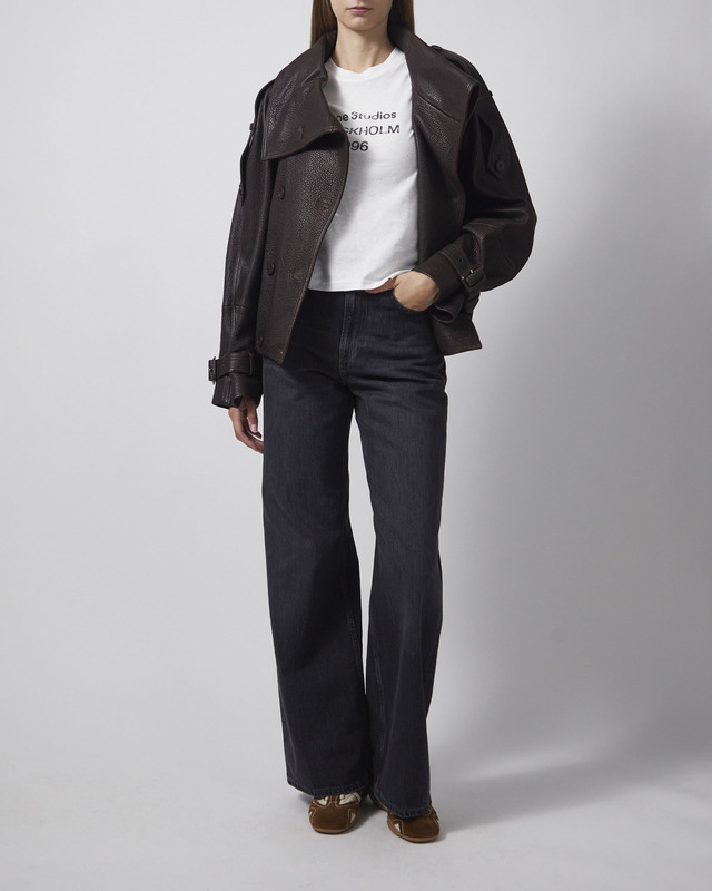 Acne Studios Frakke Cropped Leather Trench Dark Brown 36