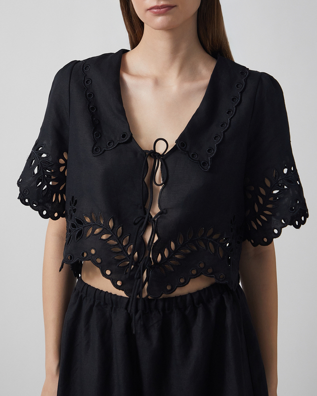 Malina Blouse Estela Broderie Anglais Black 38