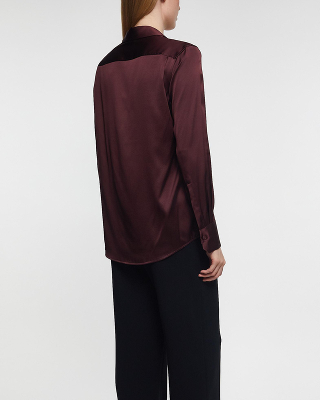 Filippa K Skjorta Silk Burgundy  40