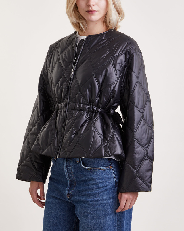 Black shiny hotsell quilted jacket