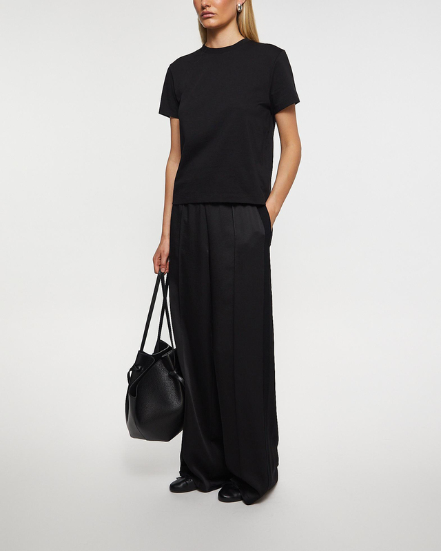 Vince Byxor Mid Rise Side-Strap Crepe Svart M