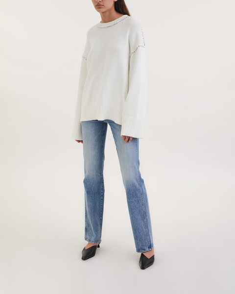 Tröja Stitched Crewneck Vit 2