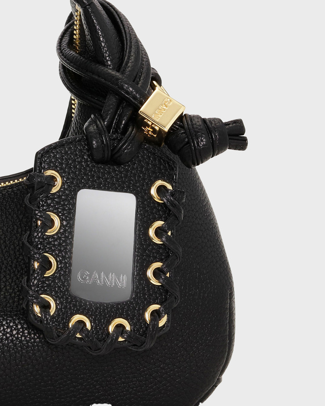 Ganni Bag Hobo Mini Grained Black ONESIZE