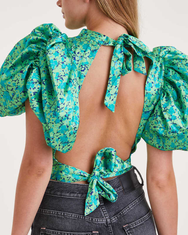 ROTATE Birger Christensen Topp Puff Sleeve Grön 36