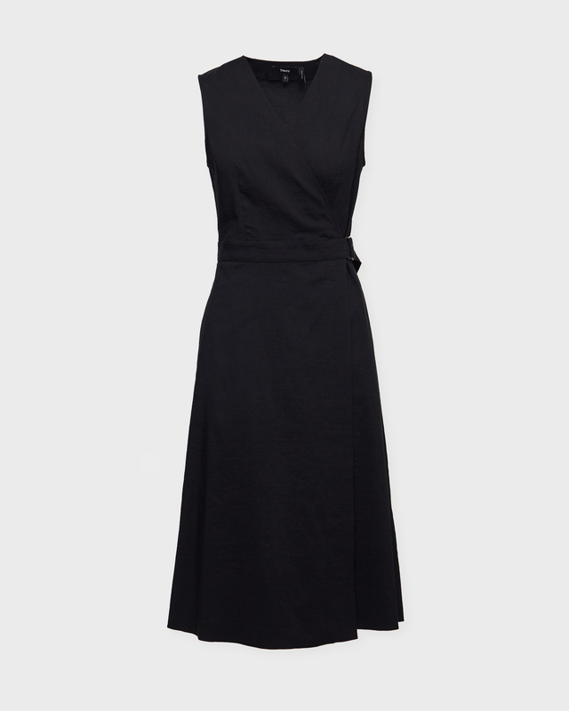 Theory Klänning Linen Wrap V-Neck Svart US 10 (EUR 42)