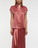 Vince Blouse Silk Cap-Sleeve Ruched-Back  Wood S