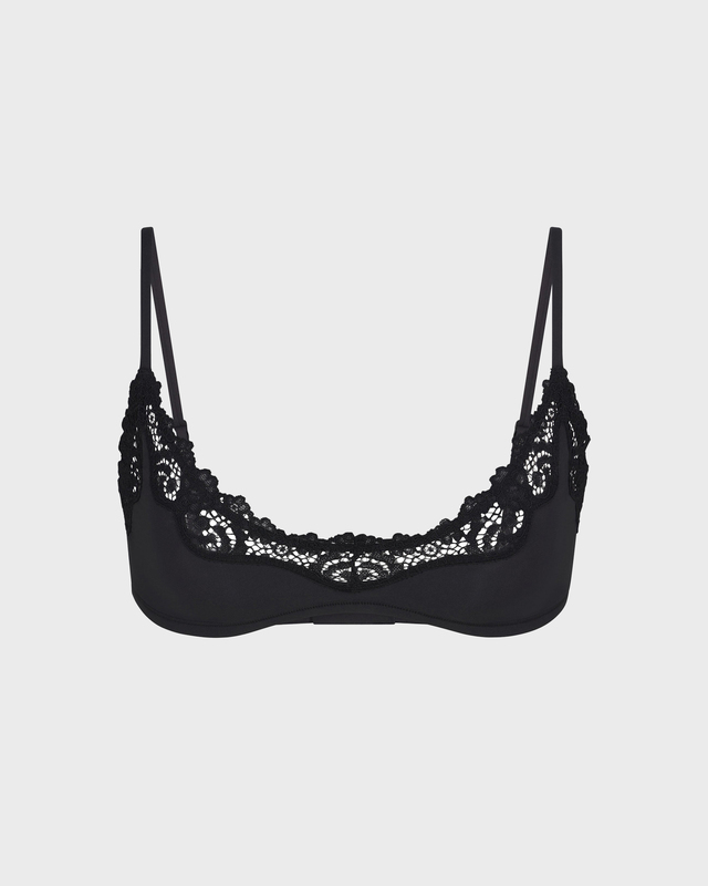 Skims Bralette Fits Everybody Lace Scoop Black 861