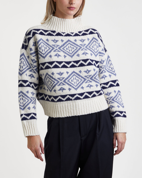 Sweater Long Sleeve Print Pullover Cream 1