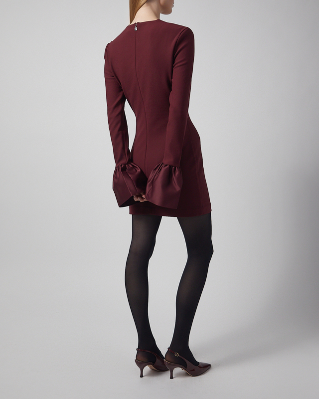 ROTATE Birger Christensen Dreess Frill Sleeved Mini  Red/Pink 34