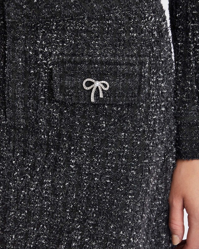 Self-Portrait Skirt Mini Textured Denim Black UK 6 (EUR 34)