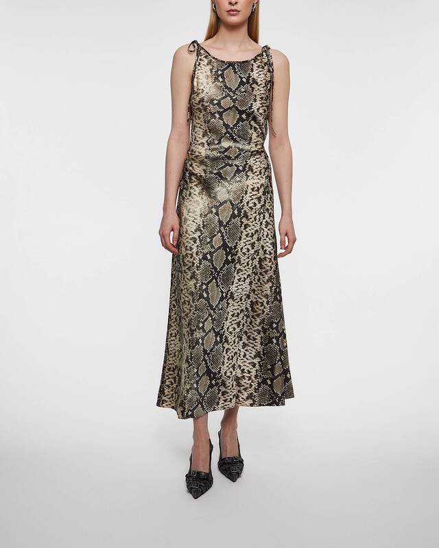 Acne Studios Klänning Satin Snake Print Brun 38