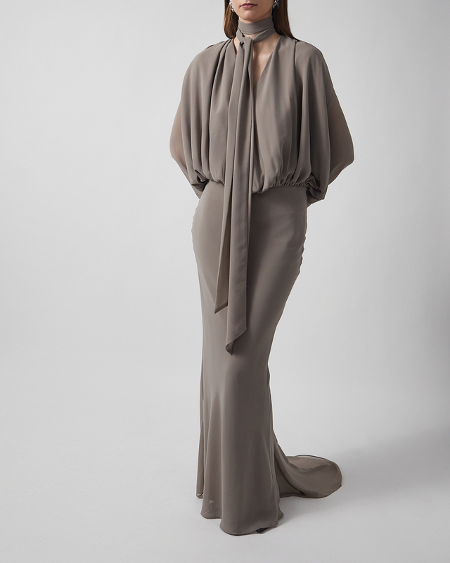 ROTATE Birger Christensen Klänning Chiffon Long-Sleeve Maxi 40