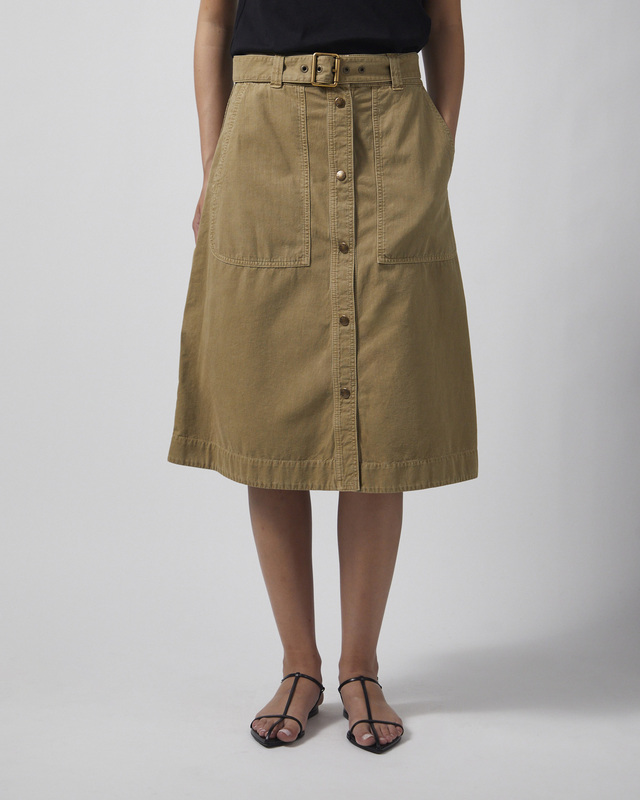 Moncler Nederdel Belted Cotton Midi Beige L
