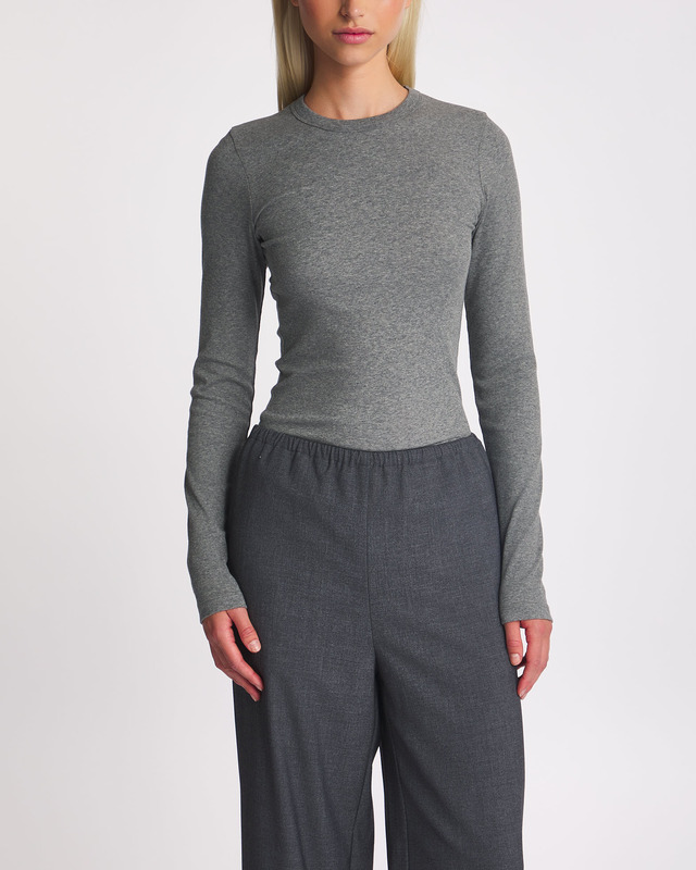 RÓHE Top Ribbed Cotton Crewneck Grey melange 42