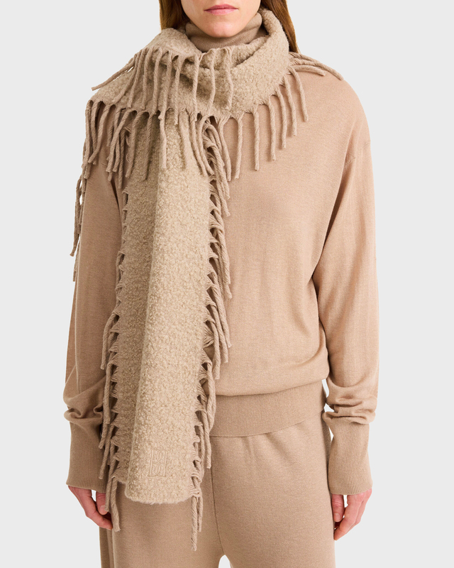 By Malene Birger Fringly Wool Scarf Beige ONESIZE