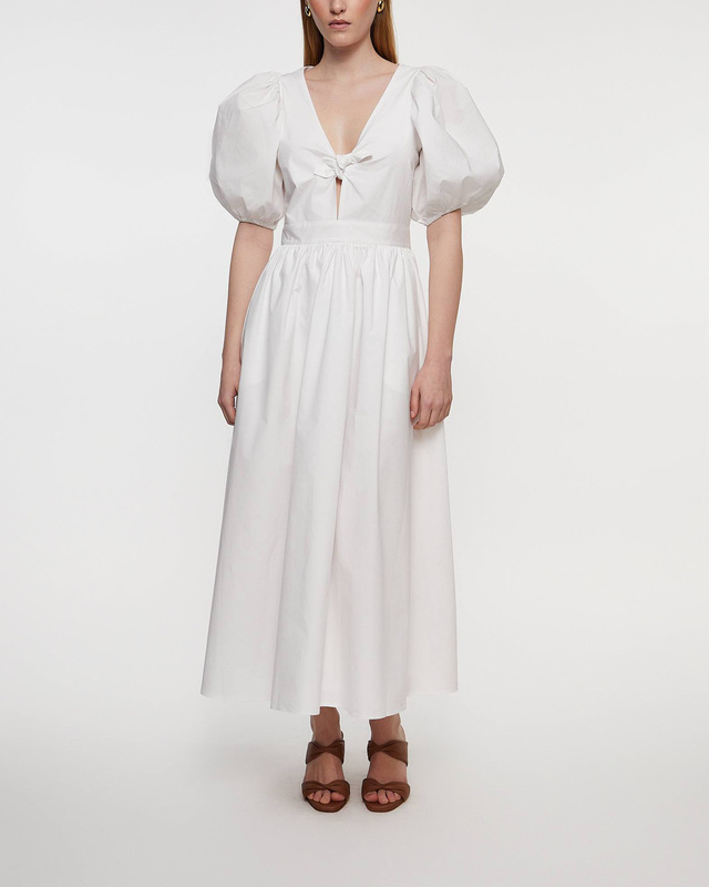 ROTATE Birger Christensen Klänning Puff Sleeve Midi  Vit 42