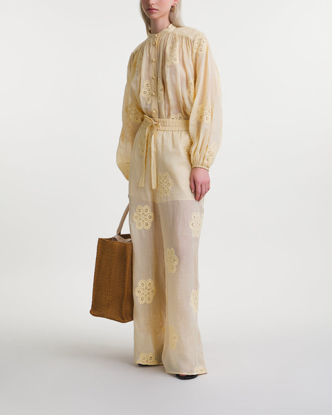 Trousers Acadian Embroidered Light Yellow 1