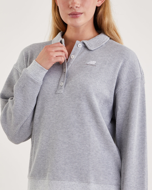 New Balance Tröja Athletics Collared Long Sleeve Grå L