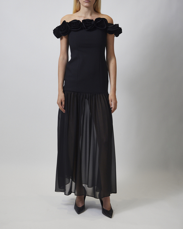 ROTATE  Klänning Crepe Maxi Flower Black 36
