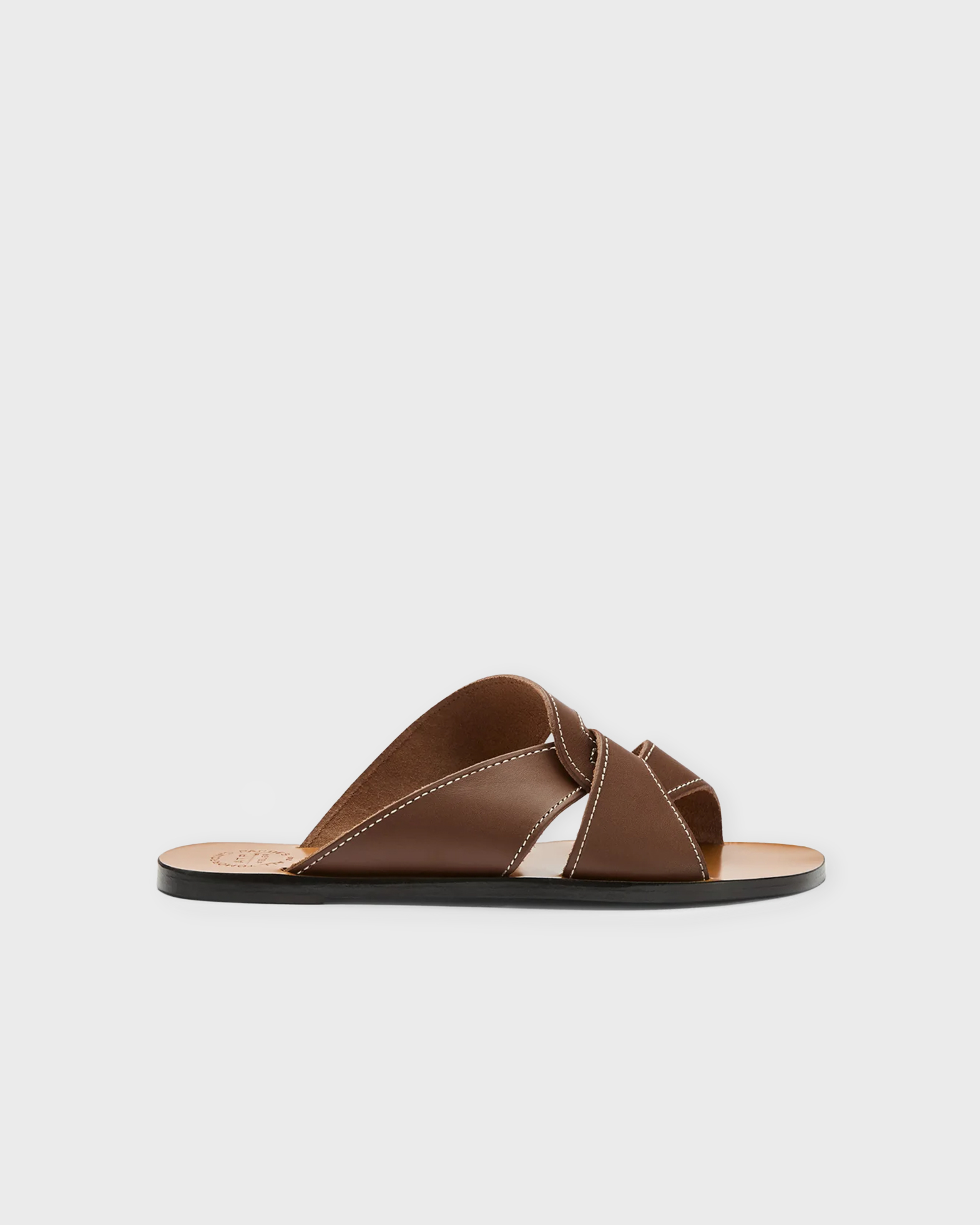 Atp Atelier Sandaler Allai Cannella/contrast Stitch Leather Brun
